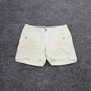Point Zero Shorts Womens L White Cotton Corduroy Cargo Pockets Casual Summer